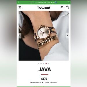 TruWood Java Watch with Gold Accents
